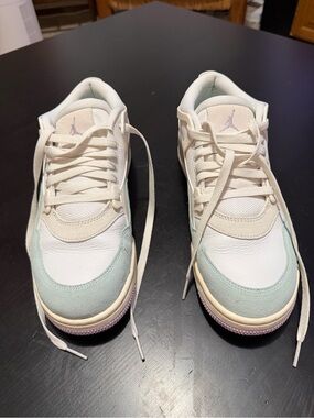 Air Jordan 4 “Easter” Low-Top Sneakers in Cream and Mint with Lavender Accents